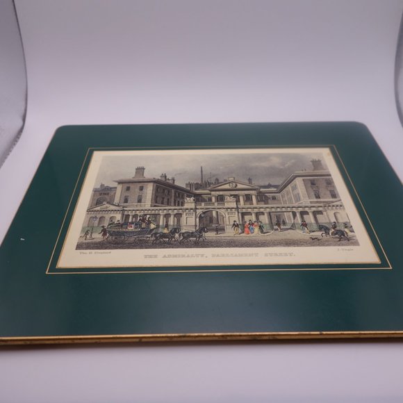 Set of Four(4) Vintage Lady Clare Green with Gold Border Place Mats - Picture 8 of 16